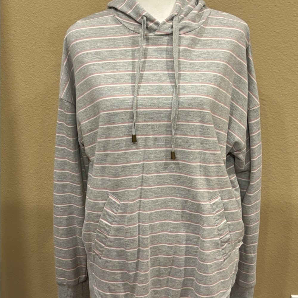 Striped Gray and Pink Hoodie